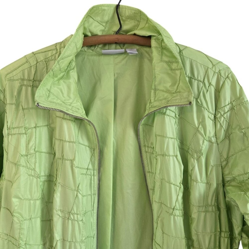 Zenergy By Chicos Lightweight Lime Green Quilted Zip-Up Jacket Size 3 Large - Picture 5 of 8